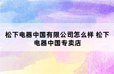 松下电器中国有限公司怎么样 松下电器中国专卖店